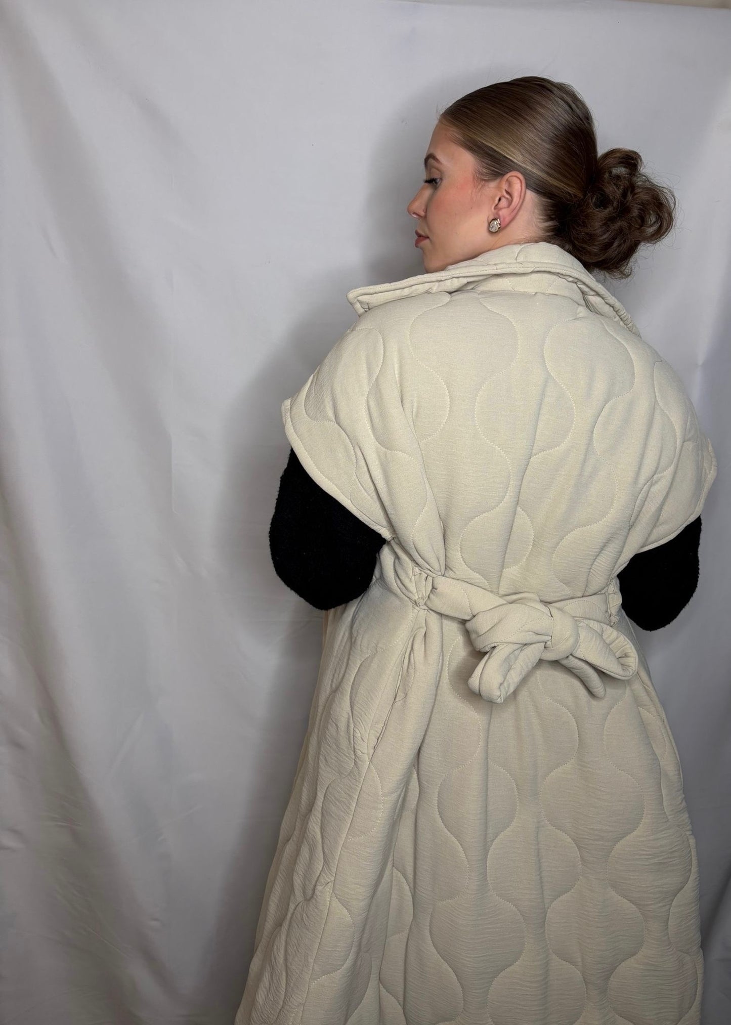 Manteau sans Manche Beige